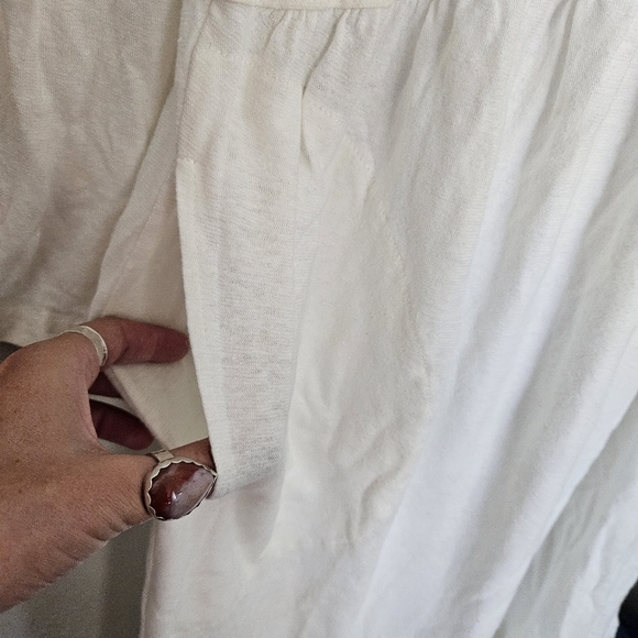 Free People Beach Women's Large White Long Sleeve Midi Dress V-neck Collared - Picture 7 of 12